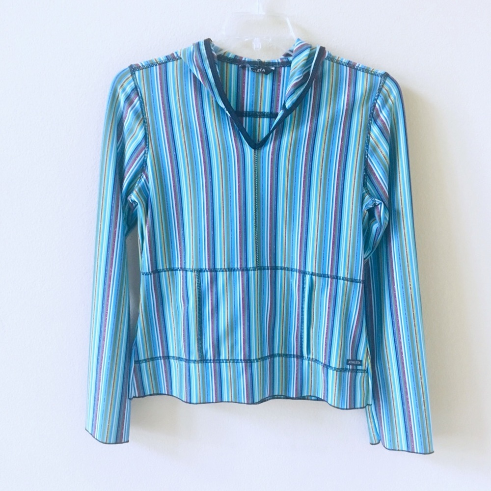 Athleta Stretchy Striped Hooded Pullover